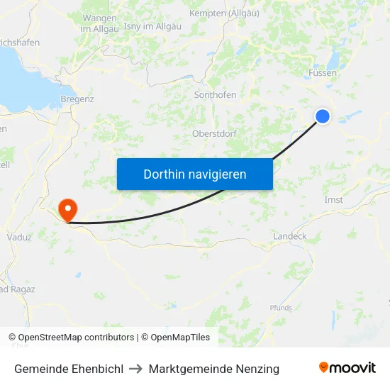 Gemeinde Ehenbichl to Marktgemeinde Nenzing map