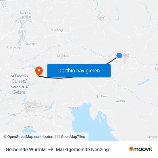Gemeinde Würmla to Marktgemeinde Nenzing map