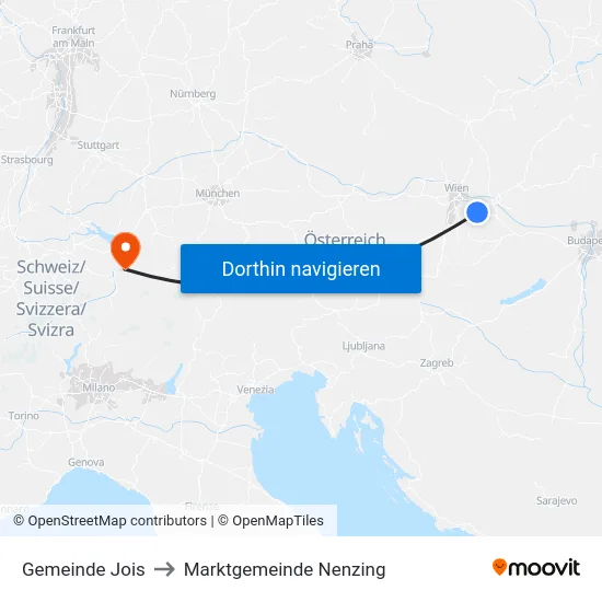 Gemeinde Jois to Marktgemeinde Nenzing map
