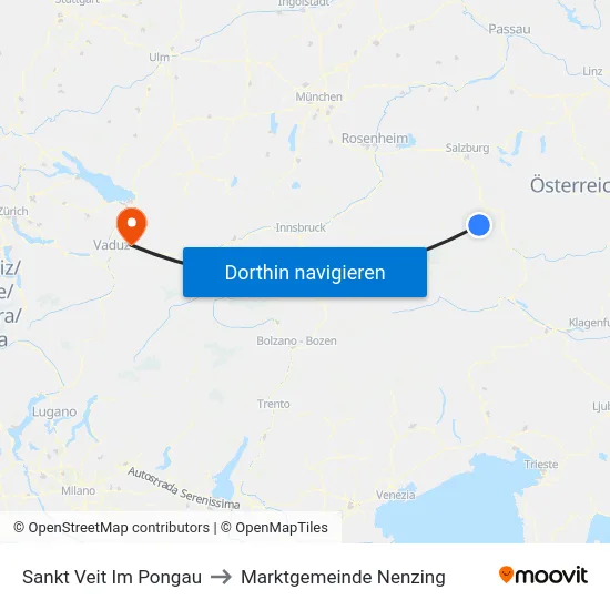 Sankt Veit Im Pongau to Marktgemeinde Nenzing map