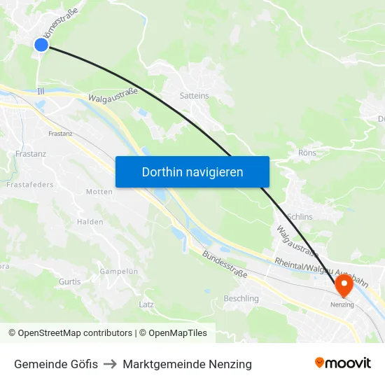Gemeinde Göfis to Marktgemeinde Nenzing map