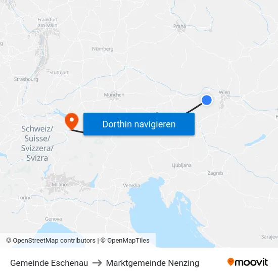 Gemeinde Eschenau to Marktgemeinde Nenzing map