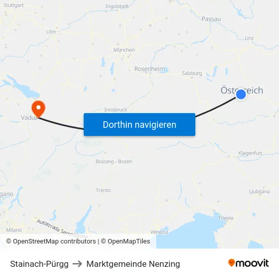Stainach-Pürgg to Marktgemeinde Nenzing map