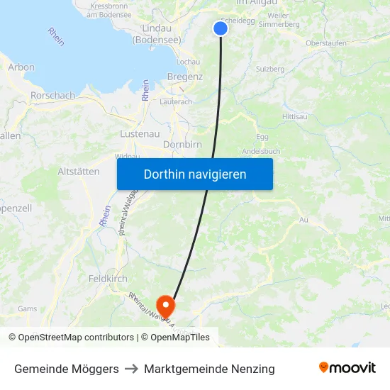 Gemeinde Möggers to Marktgemeinde Nenzing map