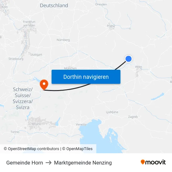 Gemeinde Horn to Marktgemeinde Nenzing map