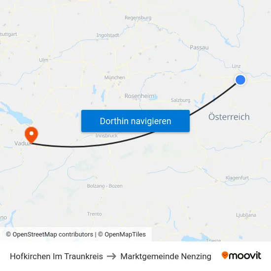 Hofkirchen Im Traunkreis to Marktgemeinde Nenzing map