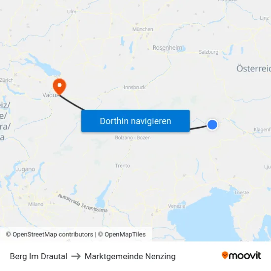 Berg Im Drautal to Marktgemeinde Nenzing map