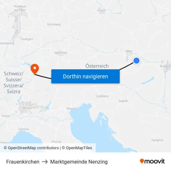 Frauenkirchen to Marktgemeinde Nenzing map