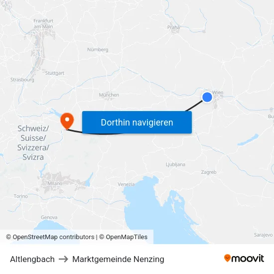 Altlengbach to Marktgemeinde Nenzing map