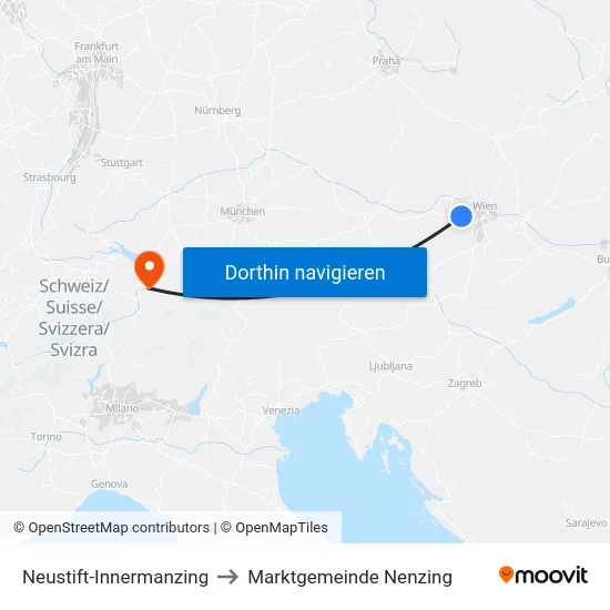 Neustift-Innermanzing to Marktgemeinde Nenzing map