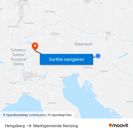 Hengsberg to Marktgemeinde Nenzing map
