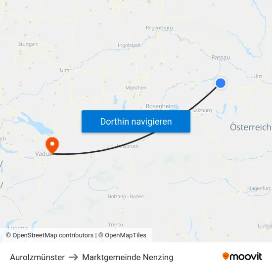 Aurolzmünster to Marktgemeinde Nenzing map