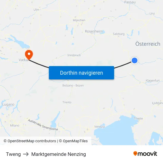 Tweng to Marktgemeinde Nenzing map