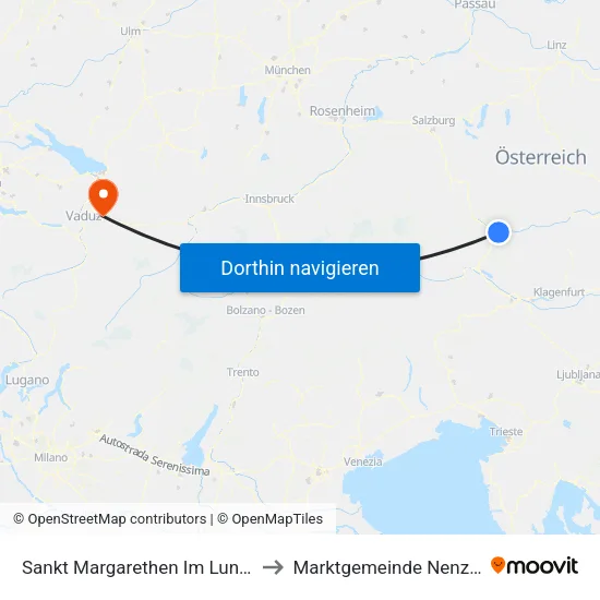 Sankt Margarethen Im Lungau to Marktgemeinde Nenzing map