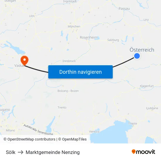 Sölk to Marktgemeinde Nenzing map