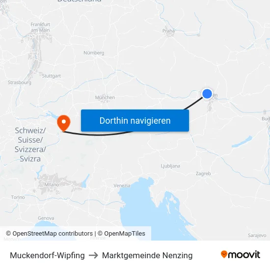 Muckendorf-Wipfing to Marktgemeinde Nenzing map
