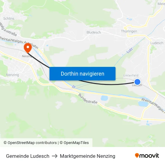 Gemeinde Ludesch to Marktgemeinde Nenzing map