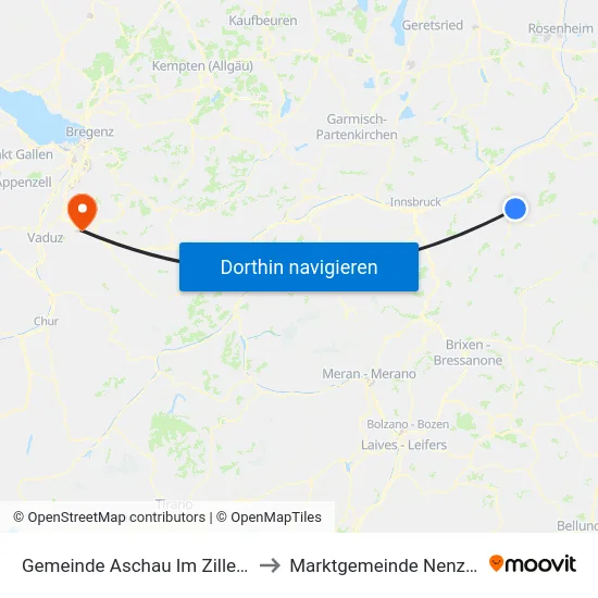 Gemeinde Aschau Im Zillertal to Marktgemeinde Nenzing map