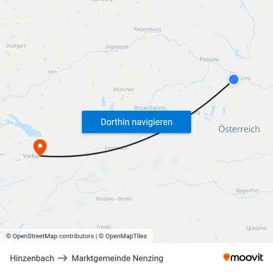Hinzenbach to Marktgemeinde Nenzing map