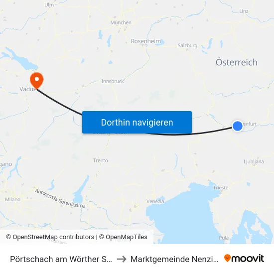 Pörtschach am Wörther See to Marktgemeinde Nenzing map