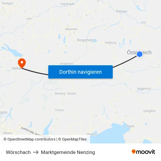 Wörschach to Marktgemeinde Nenzing map