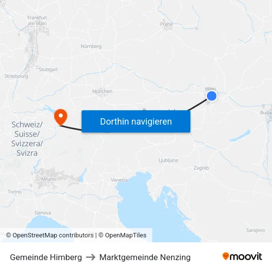 Gemeinde Himberg to Marktgemeinde Nenzing map