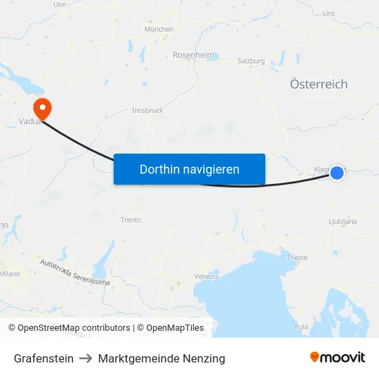 Grafenstein to Marktgemeinde Nenzing map