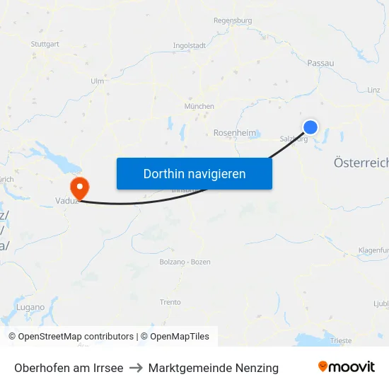 Oberhofen am Irrsee to Marktgemeinde Nenzing map