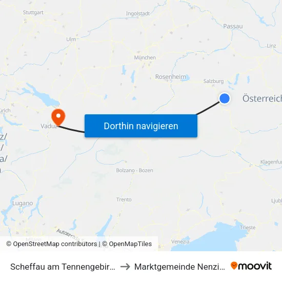 Scheffau am Tennengebirge to Marktgemeinde Nenzing map