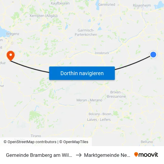 Gemeinde Bramberg am Wildkogel to Marktgemeinde Nenzing map