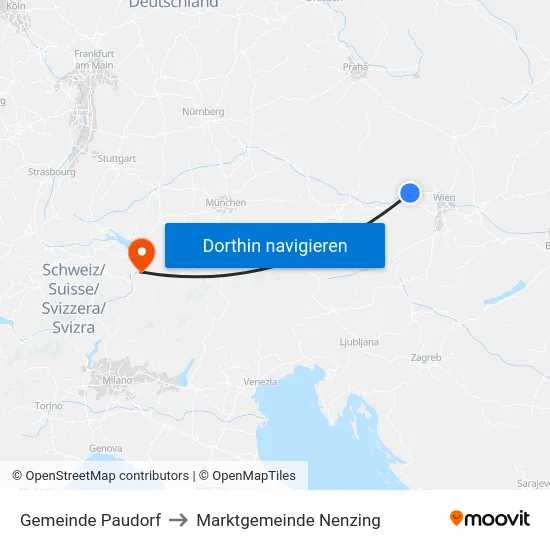 Gemeinde Paudorf to Marktgemeinde Nenzing map