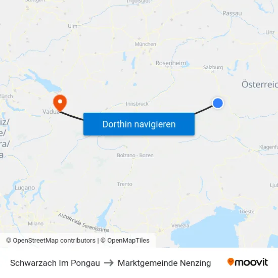 Schwarzach Im Pongau to Marktgemeinde Nenzing map