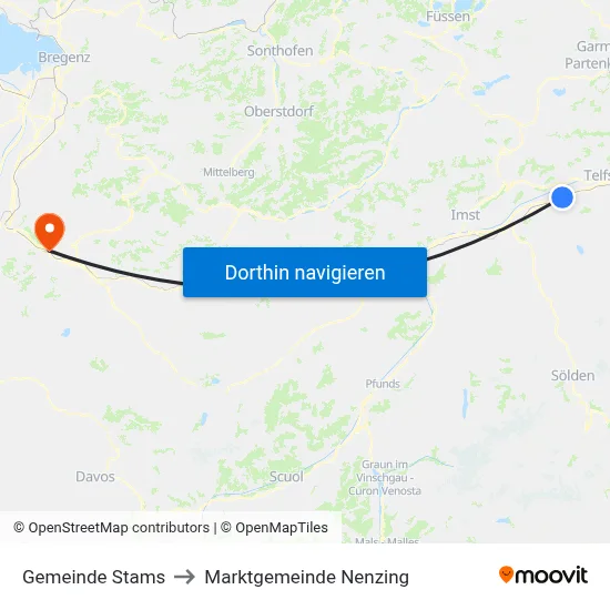 Gemeinde Stams to Marktgemeinde Nenzing map