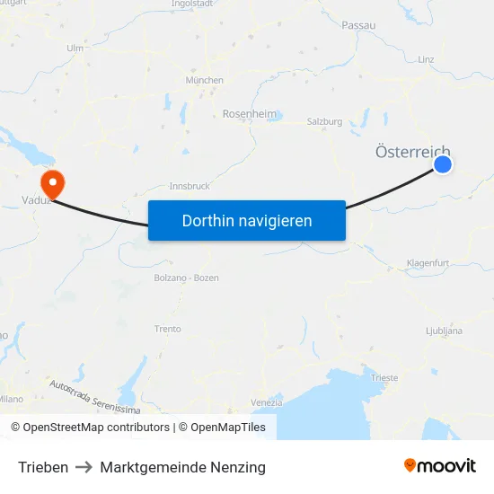 Trieben to Marktgemeinde Nenzing map