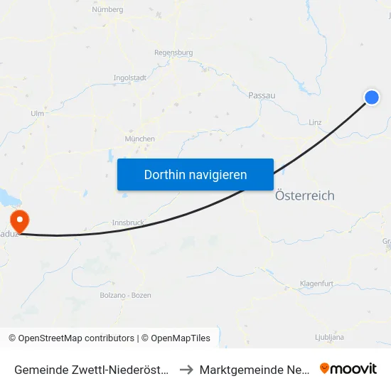 Gemeinde Zwettl-Niederösterreich to Marktgemeinde Nenzing map