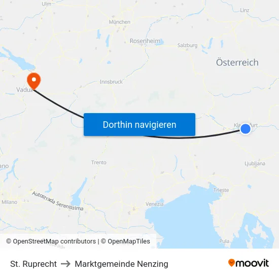 St. Ruprecht to Marktgemeinde Nenzing map