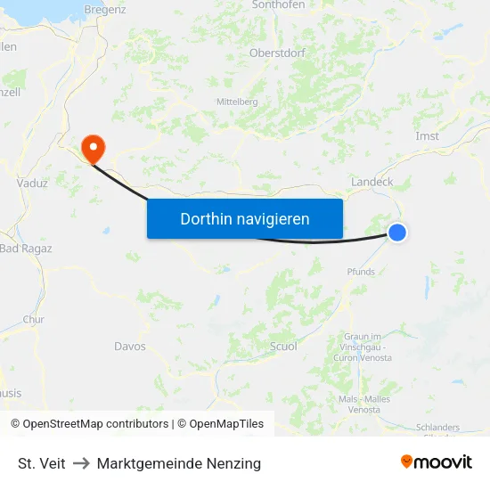 St. Veit to Marktgemeinde Nenzing map
