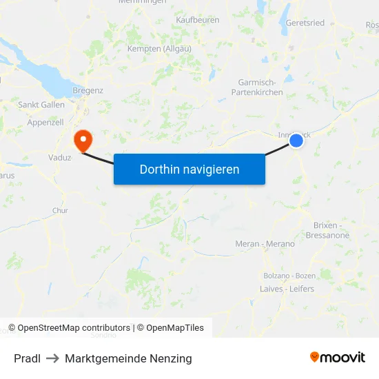 Pradl to Marktgemeinde Nenzing map