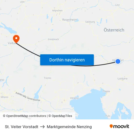 St. Veiter Vorstadt to Marktgemeinde Nenzing map