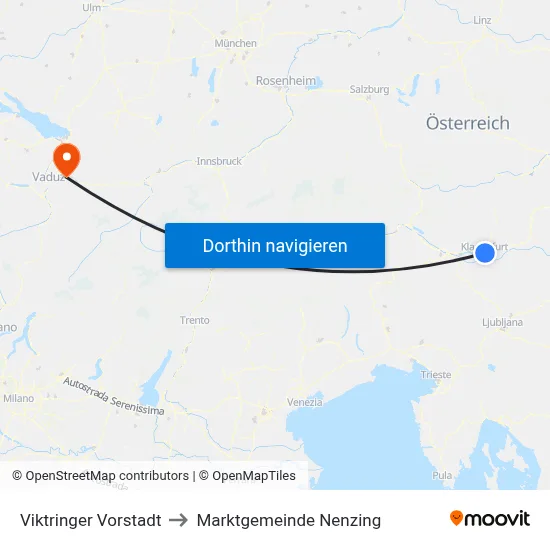 Viktringer Vorstadt to Marktgemeinde Nenzing map