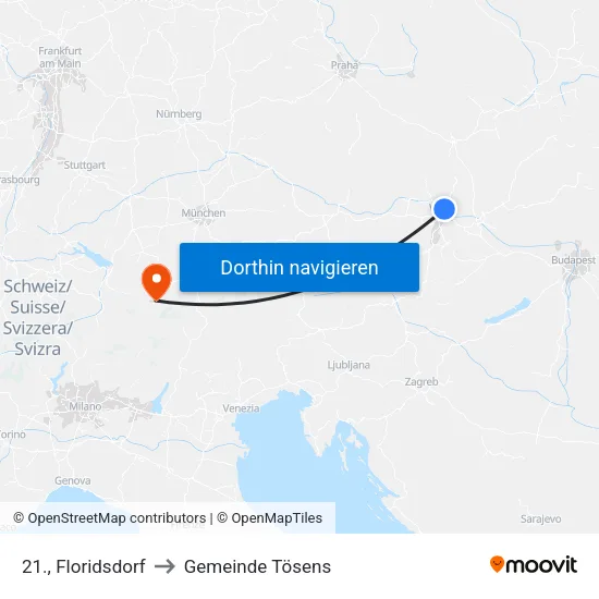 21., Floridsdorf to Gemeinde Tösens map