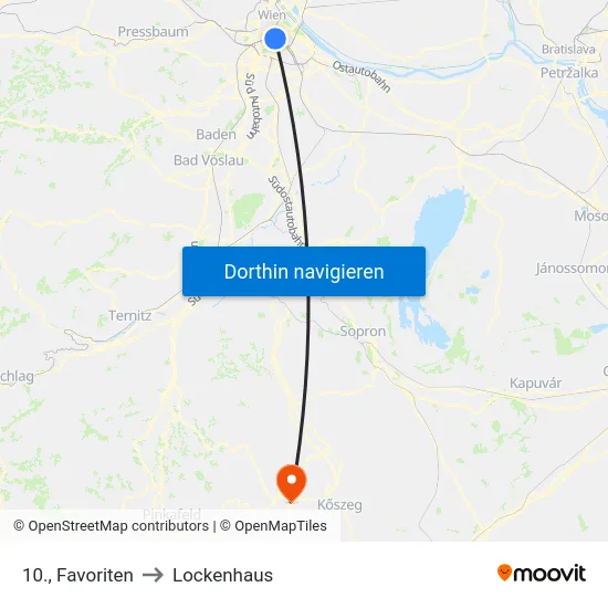 10., Favoriten to Lockenhaus map
