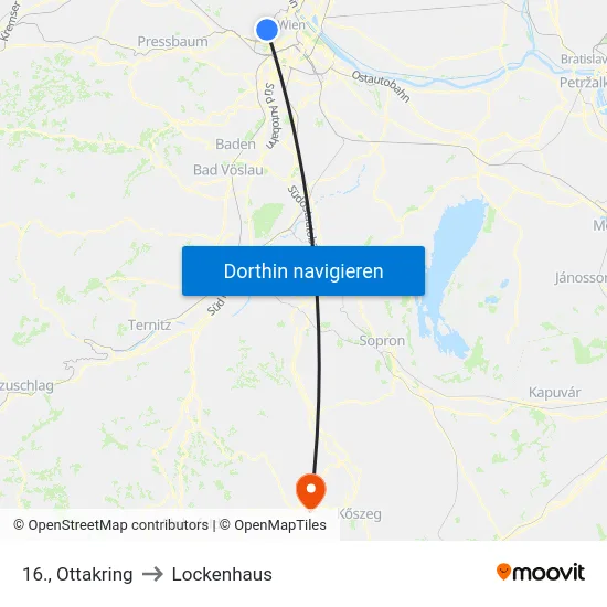16., Ottakring to Lockenhaus map
