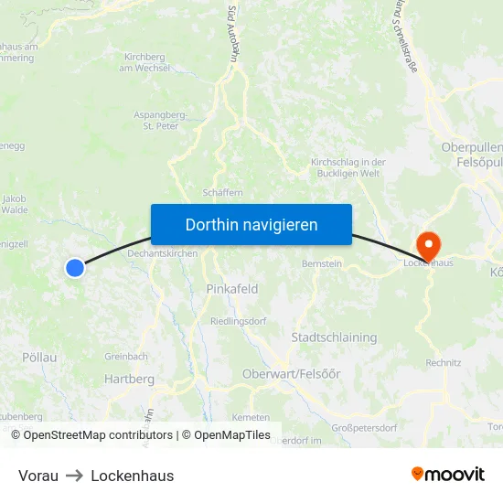 Vorau to Lockenhaus map