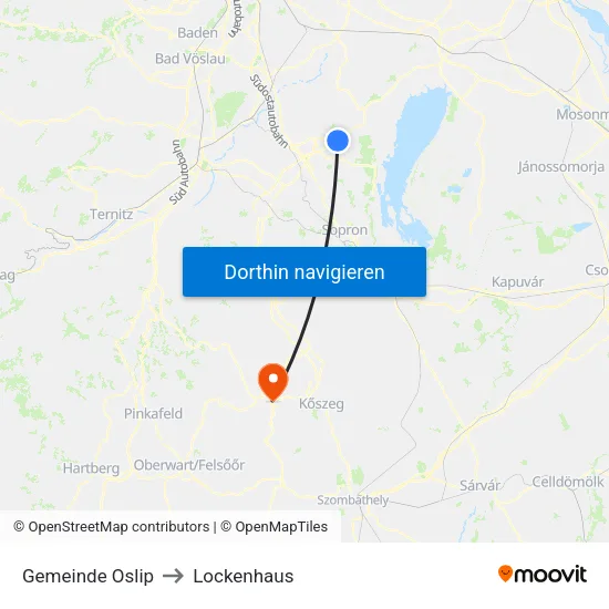 Gemeinde Oslip to Lockenhaus map