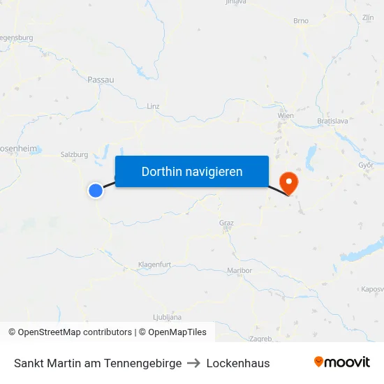 Sankt Martin am Tennengebirge to Lockenhaus map