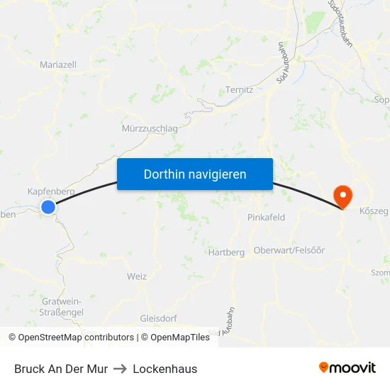 Bruck An Der Mur to Lockenhaus map