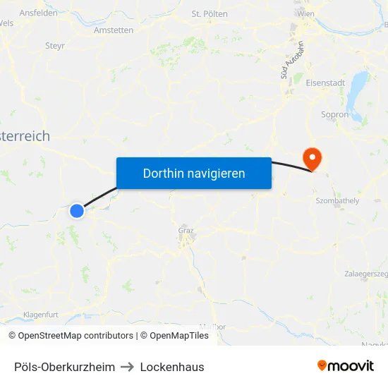 Pöls-Oberkurzheim to Lockenhaus map