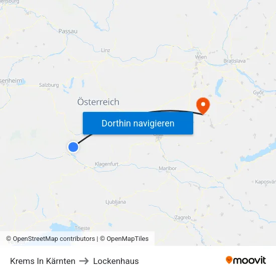 Krems In Kärnten to Lockenhaus map