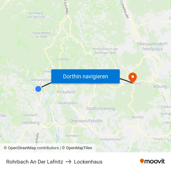 Rohrbach An Der Lafnitz to Lockenhaus map